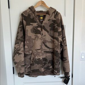 Cabela's Men's Zip Up Camouflage Sweater - Brown and Tan